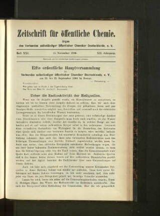Heft XXI. 15. November 1906.