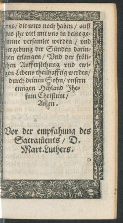Vor der empfahung des Sacraments/ D. Mart. Luthers.