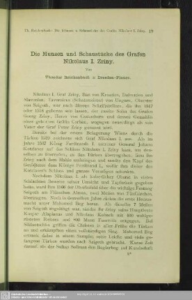 Die Münzen und Schaustücke des Grafen Nikolaus I. Zriny