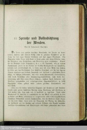 12. Sprache und Volksdichtung der Wenden
