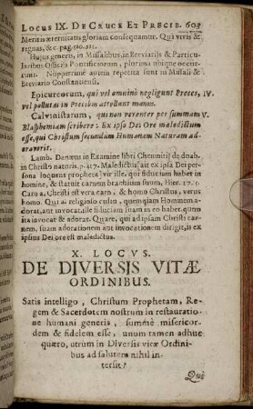 X. Locus. De Diversis Vitæ Ordinibus.