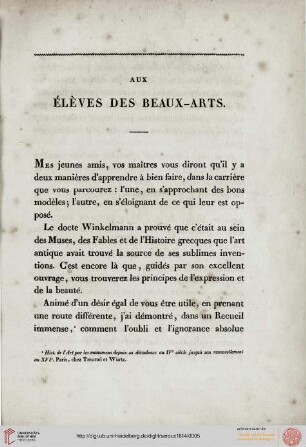Aux élèves des beaux-arts
