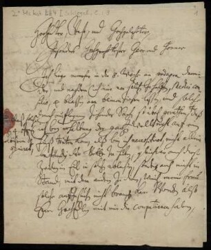 Brief von Christian Schlegel an Johann Christoph Kalckhoff