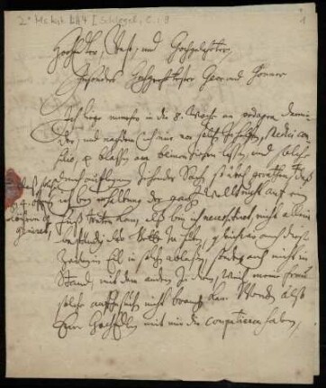 Brief von Christian Schlegel an Johann Christoph Kalckhoff