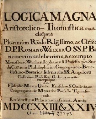 Logica magna Aristotelico-Thomistica - BSB Clm 27743