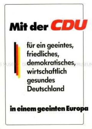 Flugblatt, das für die Christlich Demokratische Union wirbt