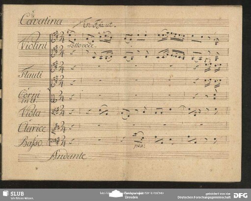 Cavatina: Se pietoso amor mi" in A-Dur