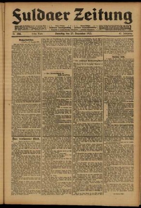 Erste Ausgabe vom Samstag, den 27. Dezember 1913.