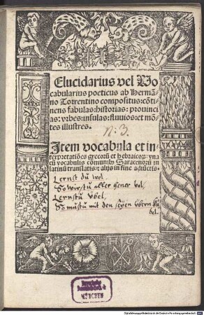 Elucidarius vel Vocabularius poeticus : co[n]tinens fabulas, historias, prouincias, vrbes, insulas, fluuios, et mo[n]tes illustres