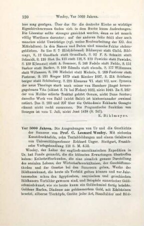 120-122 [Rezension] Woolley, Leonard, Vor 5000 Jahren