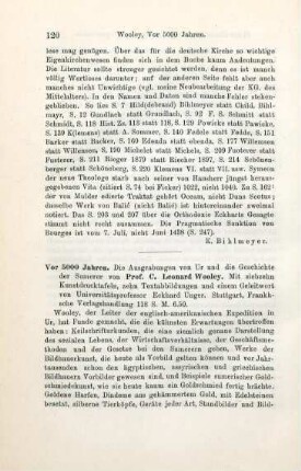 120-122 [Rezension] Woolley, Leonard, Vor 5000 Jahren