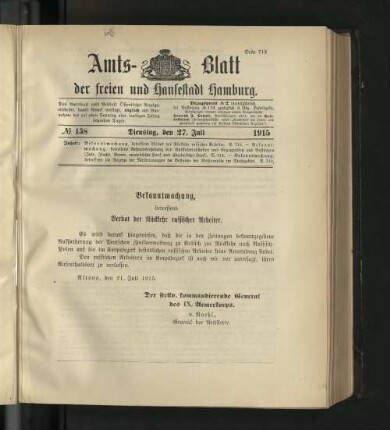 No. 158, 27. Juli 1915