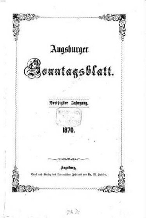 Augsburger Sonntagsblatt. 1870