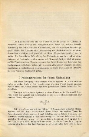 Ueber die momentane Bewegung der ebenen Mechanismen