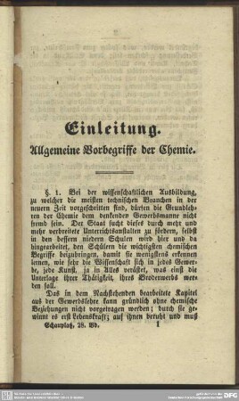 Einleitung. Allgemeine Vorbegriffe der Chemie