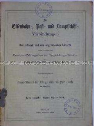 Kursbuch für Eisenbahnen in Deutschland und anderen Ländern 1850