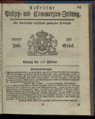 8tes Stueck, Montag den 18ten Februar 1805