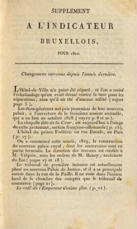 Nouvel indicateur bruxellois, pour 1820