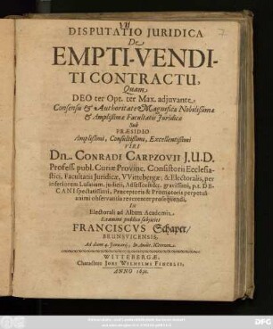 Disputatio Iuridica De Empti-Venditi Contractu