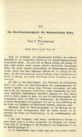XV. Die Beschleunigungspole der kinematischen Kette.