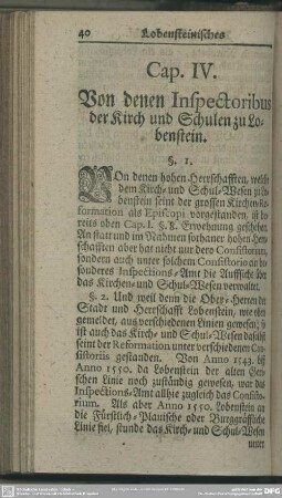 Cap. IV. Von denen Inspectoribus der Kirch und Schulen zu Lobenstein