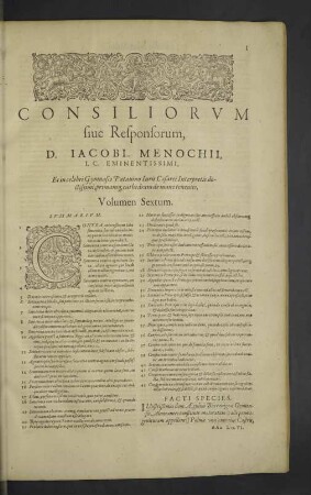Volumen Sextus. Consilium DI. - DXV.