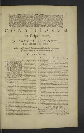 Volumen Sextus. Consilium DI. - DXV.