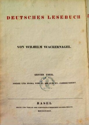 Altdeutsches Lesebuch : Poesie und Prosa vom 4. bis zum 15. Jahrhundert