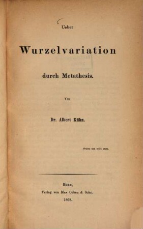 Über Wurzelvariation durch Metathesis