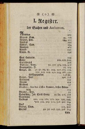 I. Register. der Sachen und Authorum,