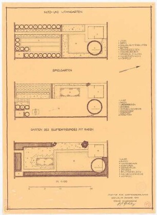 Kleingärten: Grundrisse 1:100