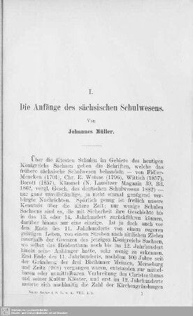 I. Die Anfänge des sächsischen Schulwesens