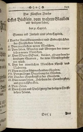 Des Fünfften Buchs Erstes Büchlein ... : Summa und Innhalt eines jeden Capitels