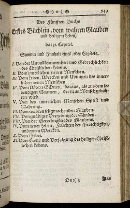 Des Fünfften Buchs Erstes Büchlein ... : Summa und Innhalt eines jeden Capitels