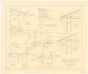 Gesamtbebauungsplan Ankara Ankara Kooperatifi. Haustypen: Generelle Werkplanung, verschiedene Ausbildungen, Details horizontaler und vertikaler Schnitt, z. T. Aufriss 1:10