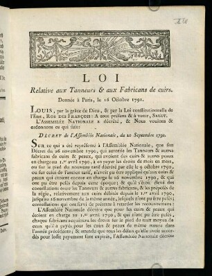 1-4, Loi Relative aux Tanneurs & aux Fabricans de cuirs