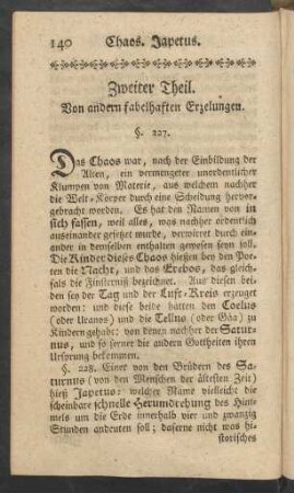 Zweiter Theil. Von andern fabelhaften Erzelungen