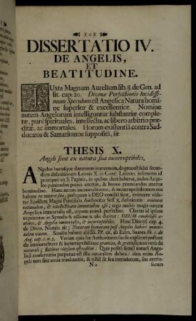 Dissertatio IV. De Angelis, Et Beatitudine.