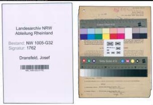 Entnazifizierung Josef Dransfeld , geb. 27.01.1893 (Bahninspektor)