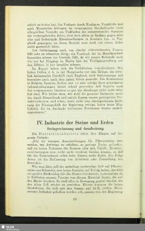 IV. Industrie der Steine und Erden