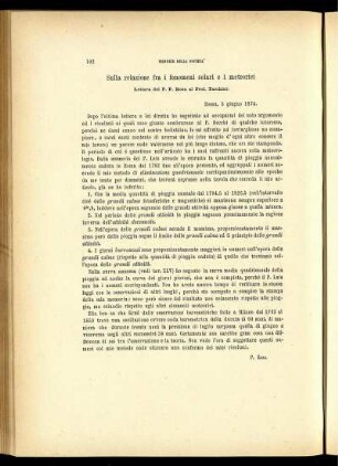 Sulla relazione fra fenomeni solari e i meteorici