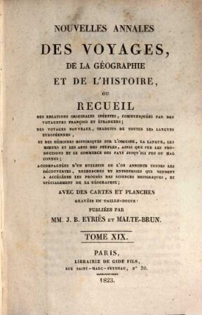 Nouvelles annales des voyages, 19. 1823