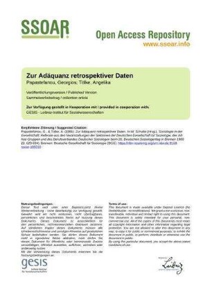 Zur Adäquanz retrospektiver Daten