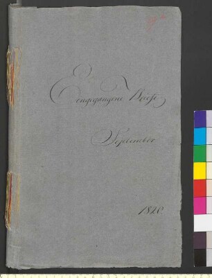 Alter Umschlag "Eingegangene Briefe September 1820."
