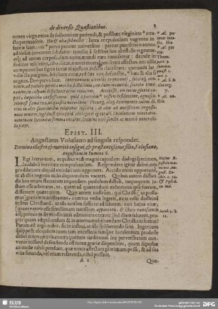 Epist. III. Augustinus Volusiano ad singula respondet