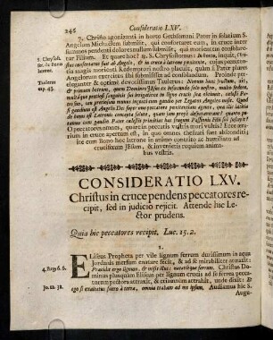 246-253, Consideratio LXV. Christus in cruce pendens peccatores recipit, sed in judicio rejicit. Consideratio LXVI. Christus in cruce pendens suam demonstrat misericordiam & Justitiam.