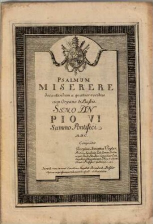Psalmum Miserere : decantandum a quatuor vocibus cum organo & bassis