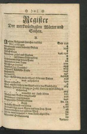 Register Der merkwürdigsten Wörter und Sachen.
