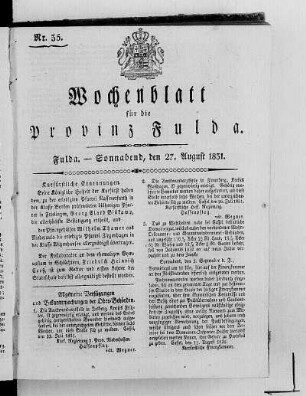 Nr. 35, Ausgabe vom 27. August 1831