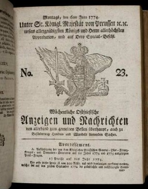 No. 23. Montags, den 6ten Juny 1774